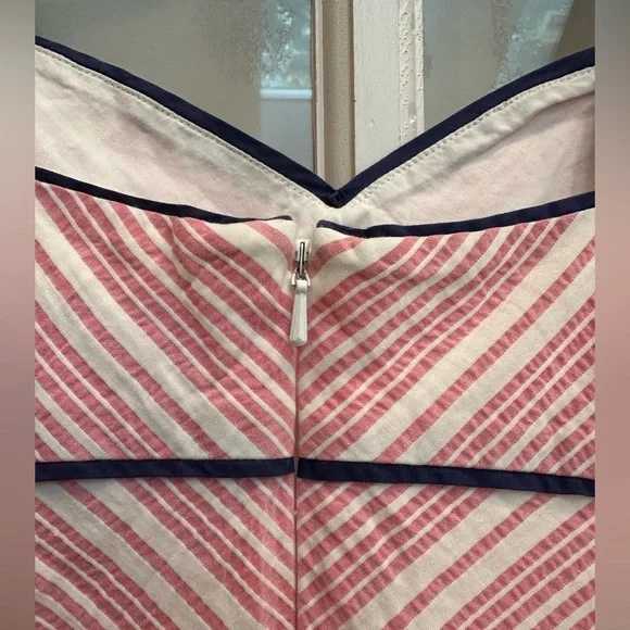 Vintage Lilly Pulitzer White Label Cotton Pink White Chevron Stripe Dress Size 2 - Picture 5 of 10